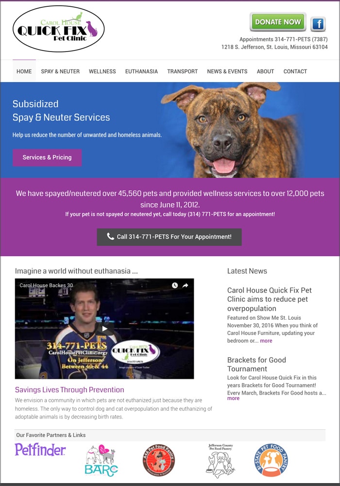 Carol House Quick Fix Pet Clinic Website
