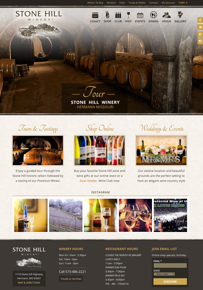 Stone Hill Winery Website